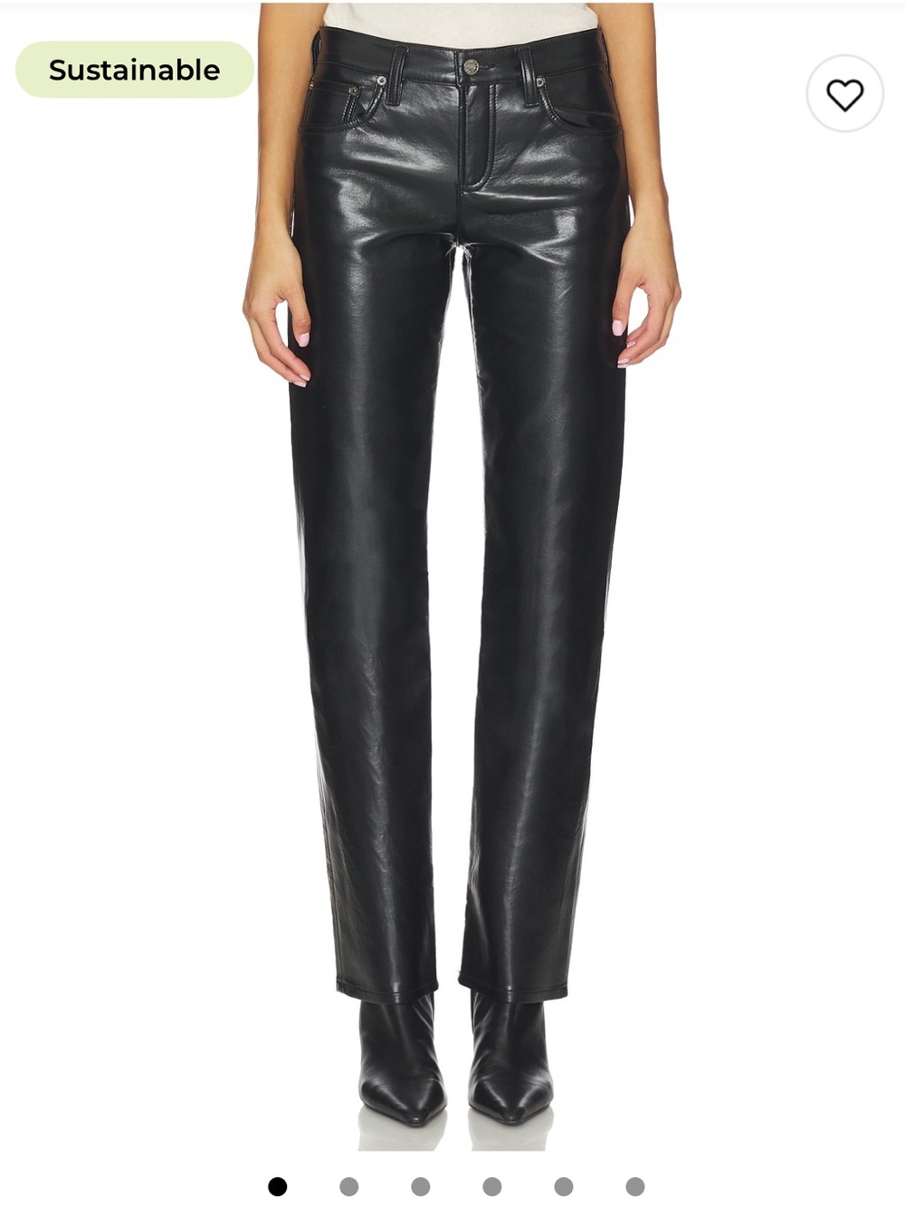 NWT Agolde Low Rise Slim Faux Leather Pants in Black
